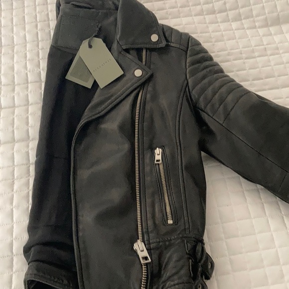 All Saints Paplin Leather Biker Jacket sold out - Picture 8 of 12